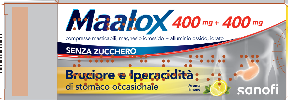 Maalox senza zucchero gusto limone 30 compresse masticabili 400+400mg