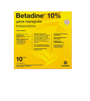 Betadine garze impregnate 10 pezzi 10cmx10cm