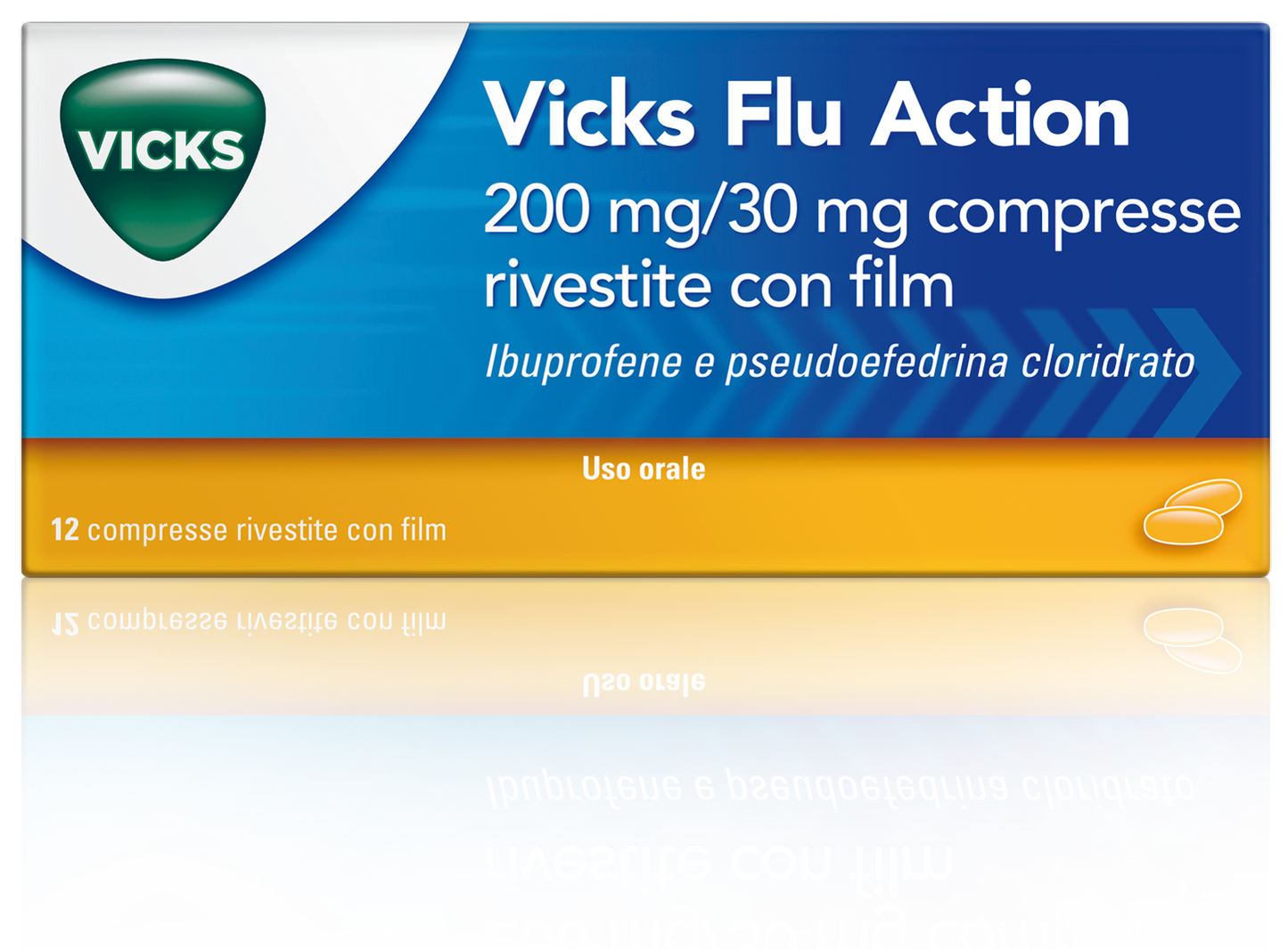 Vicks Flu Action 12 compresse 200mg+30mg Ibuprofene+pseudoefedrina cloridrato