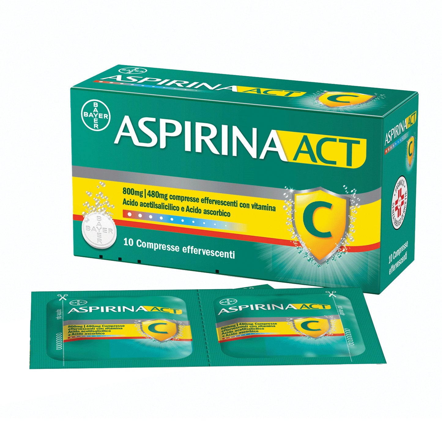 Aspirina Act 10 compresse effervescenti 800+480mg