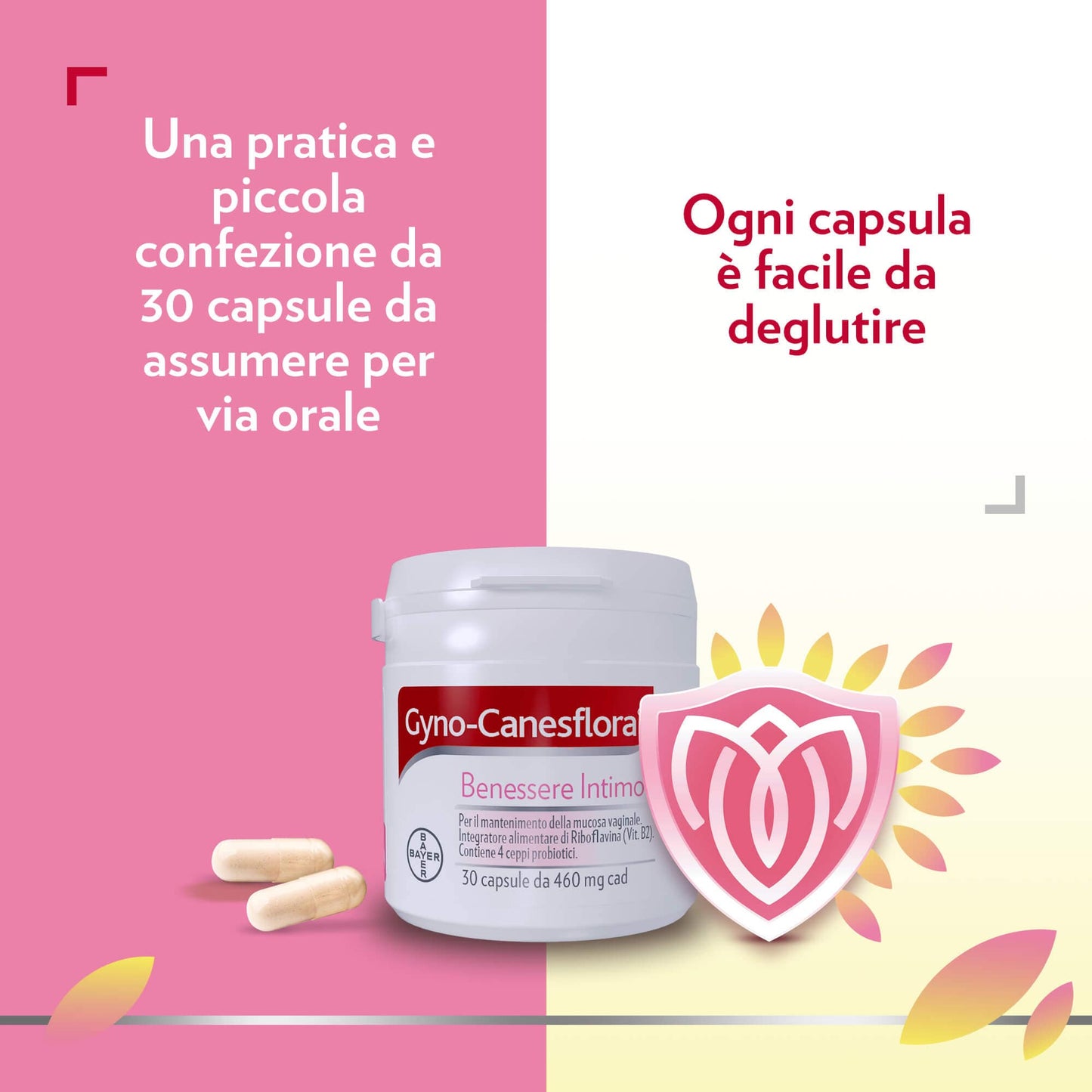 Gyno Canesflora Integratore alimentare per il benessere intimo femminile e il mantenimento della flora vaginale 30 capsule