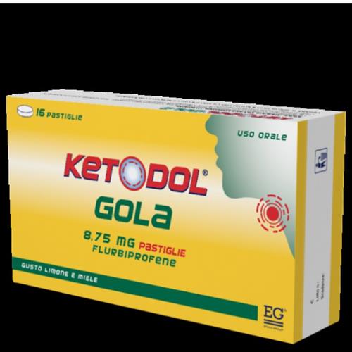 Ketodol Gola 16 pastiglie per la gola 8,75mg flurbiprofene gusto miele e limone