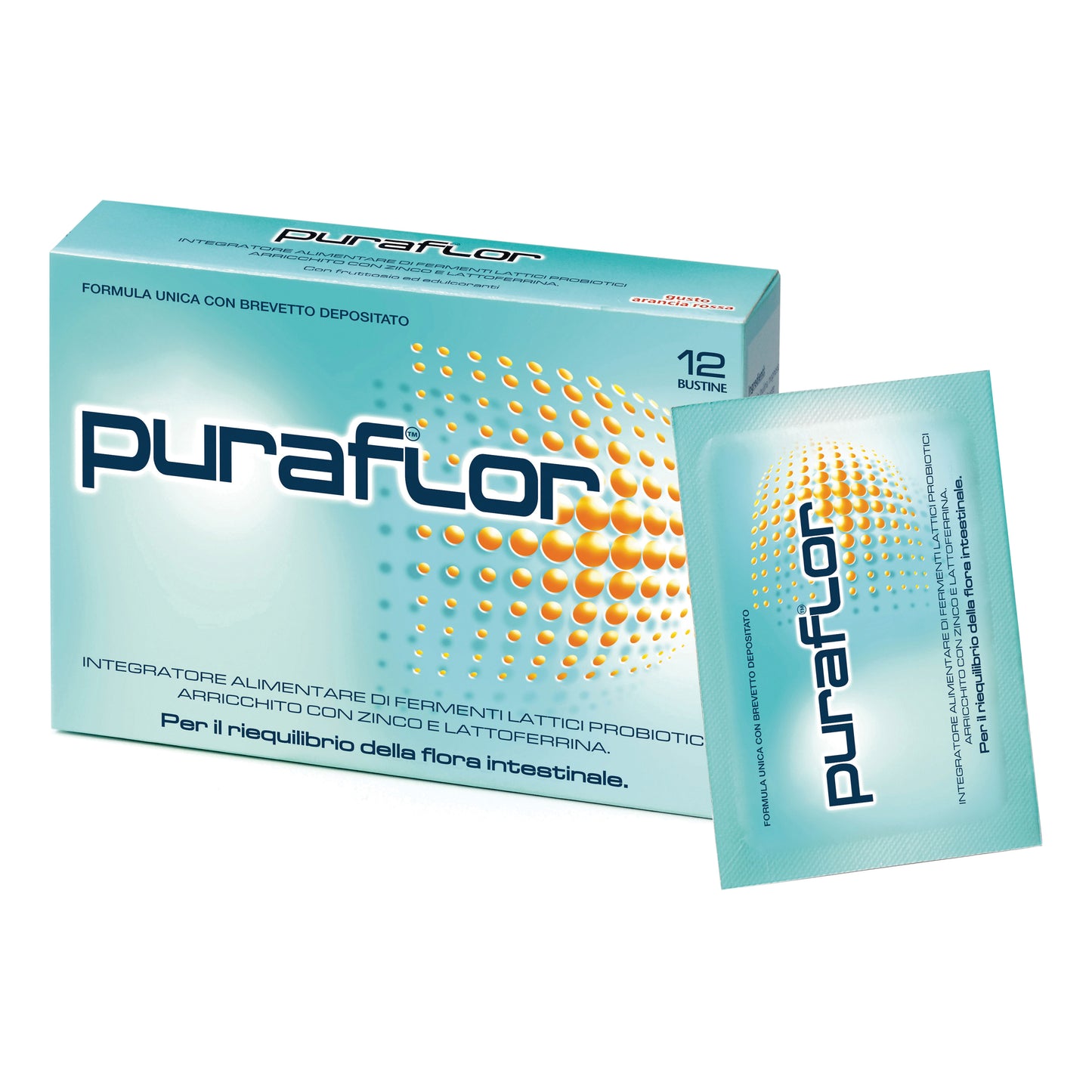 Puraflor 12 bustine integratore di fermenti lattici probiotici, lattoferrina e zinco