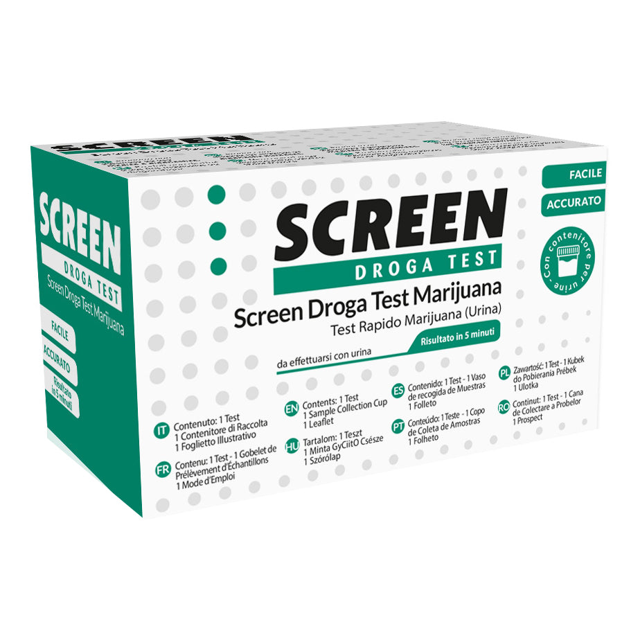 SCREEN DROGA TEST MARIJUANA TEST ANTIDROGA CON CONTENITORE URINA