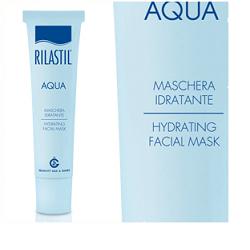 Rilastil Aqua Maschera viso emolliente ed idratante con acido Ialuronico, Ceramidi e Omega6 75ml