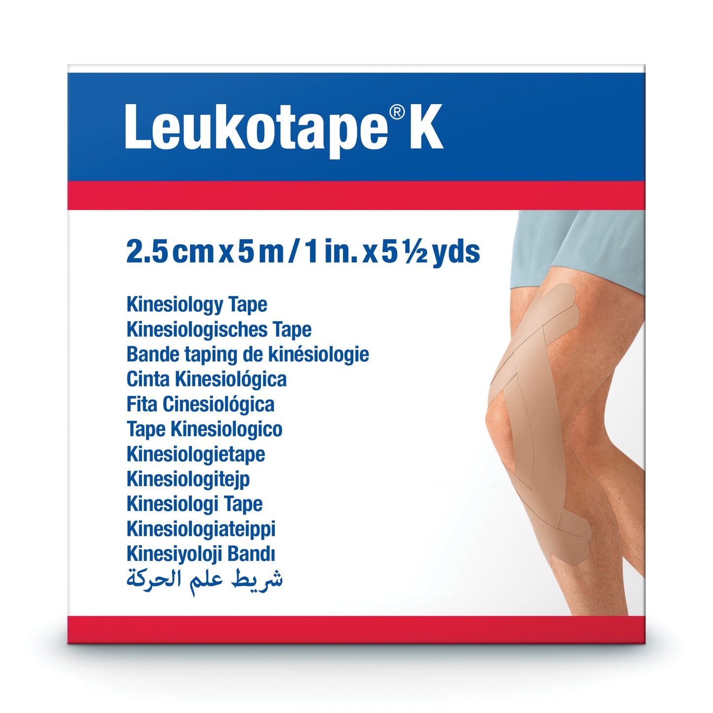 BENDA ADESIVA LEUKOTAPE K PER TAPING FISIOTERAPICO LARGHEZZA 2,5 CM LUNGHEZZA 5 M COLOR CARNE IN ROTOLO