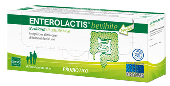 Enterolactis Bevibile 6 flaconcini da 8 miliardi di fermenti lattici vivi L.Casei gusto fragola