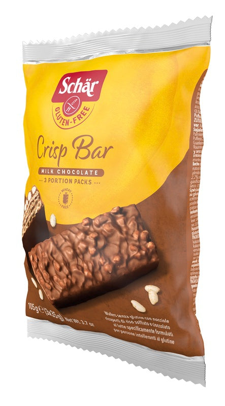 SCHAR CRISP BAR WAFERS CON NOCCIOLE RICOPERTI DI RISO SOFFIATO E CIOCCOLATO AL LATTE 3 PORZIONI DA 35 G