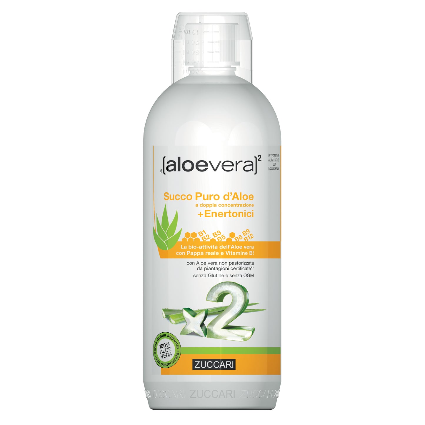 ALOEVERA2 SUCCO PURO D'ALOE DOPPIA CONCENTRAZIONE + ENERTONICI 1 LITRO