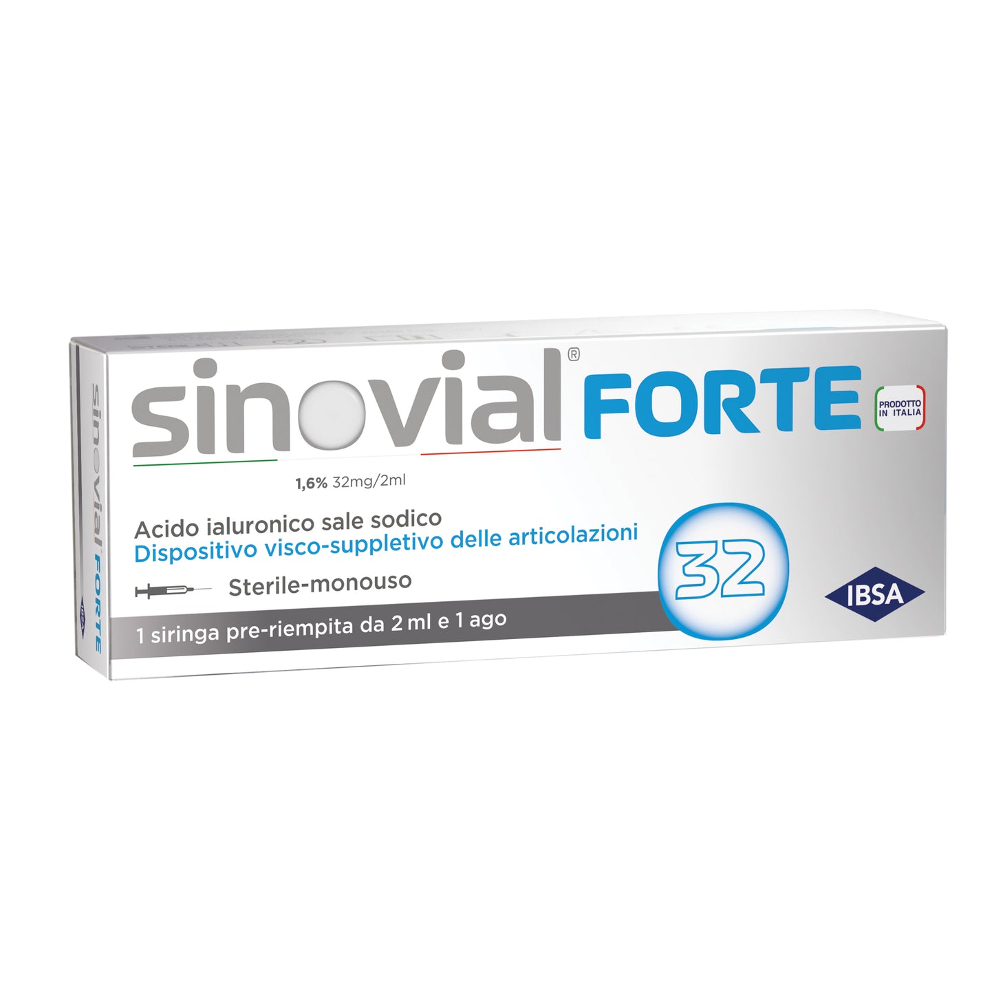 SIRINGA INTRA-ARTICOLARE SINOVIAL 32 ACIDO IALURONICO 1,6% 32 MG/2 ML 1 FS + AGO GAUGE 21 1 PEZZO