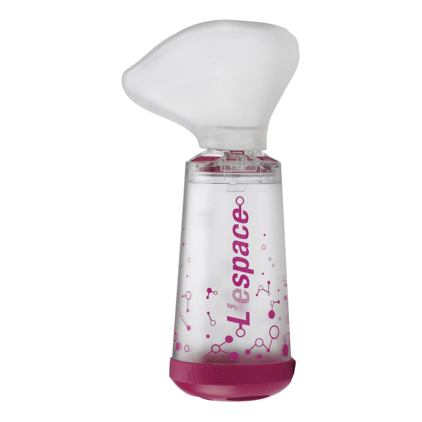 CAMERA DISTANZIATRICE PER EROGATORI SPRAY PREDOSATI L'ESPACE 220ML PER ADULTI SPAZIO MORTO 88ML CON MASCHERA VALVOLA INSPIRAZIONE 2 VALVOLE ESPIRAZIONE CODICE COLORE MAGENTA
