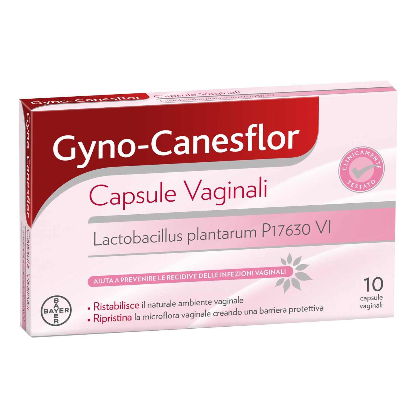 Gyno Canesflor 10 capsule vaginali Lactobacillus plantarum P17630 VI per il benessere della flora batterica intima femminile