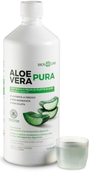 BIOSLINE SUCCO DI ALOE VERA PURA 1000ml-Integratore a base di Aloe vera succo