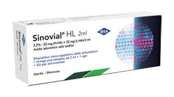 SIRINGA INTRA-ARTICOLARE SINOVIAL HL 3,2% ACIDO IALURONICO H-HA 32 MG ACIDO IALURONICO L-HA 32 MG 1 SIRINGA PRERIEMPITA 2 ML + KIT B.BRAUN