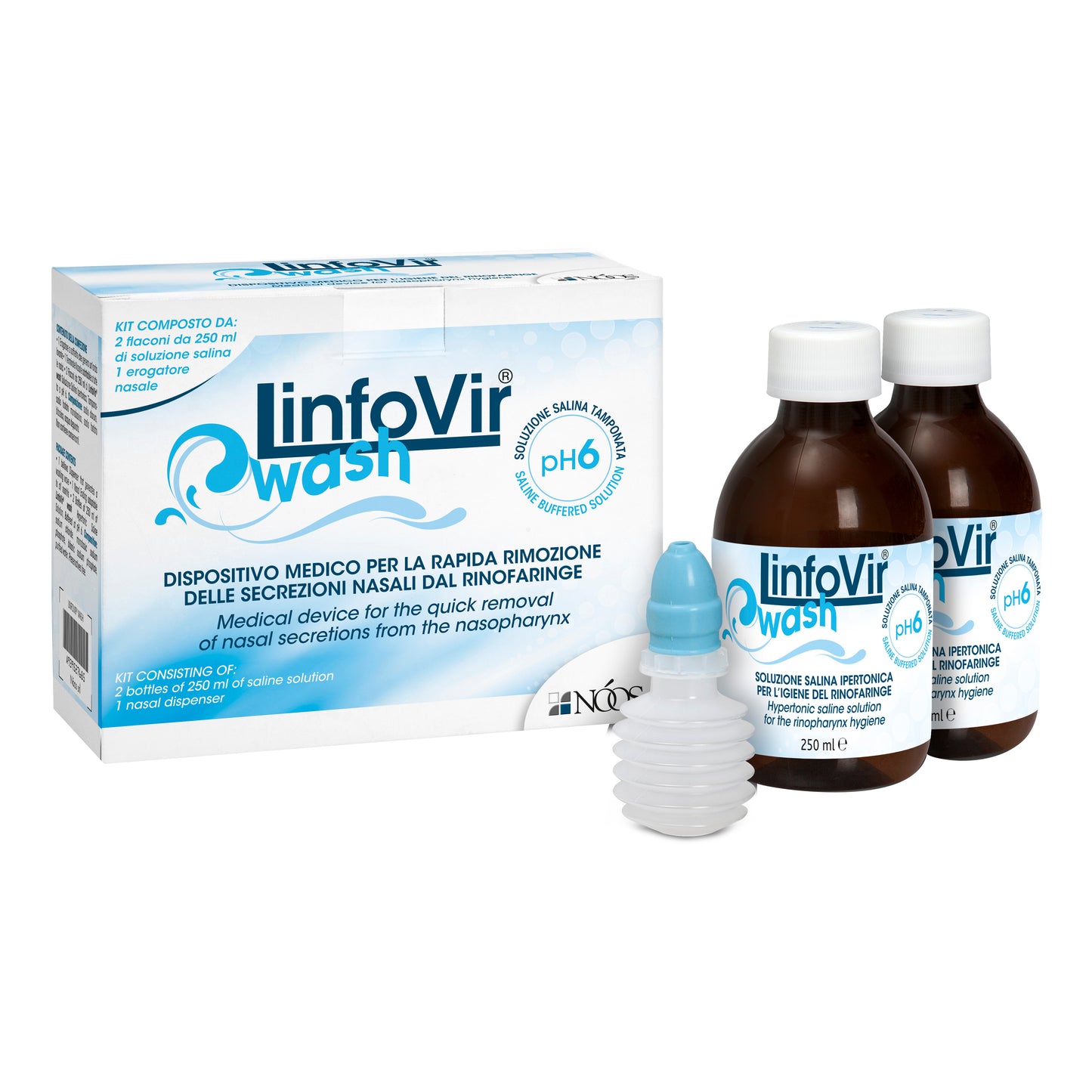 SOLUZIONE PER IRRIGAZIONE NASALE LINFOVIR WASH 2 FLACONI DA 250ML