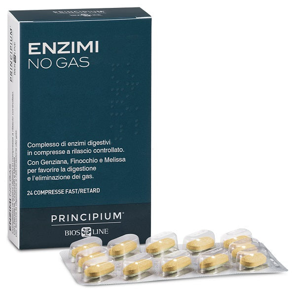 Biosline Principium Enzimi No Gas 24 compresse integratore di enzimi digestivi per combattere gonfiore e cattiva digestione