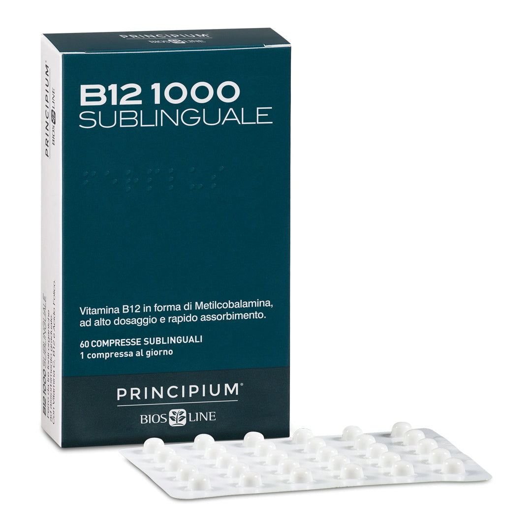 Biosline Principium B12 1000 60 Compresse Sublinguale Integratore ad alto dosaggio di vitamina B12