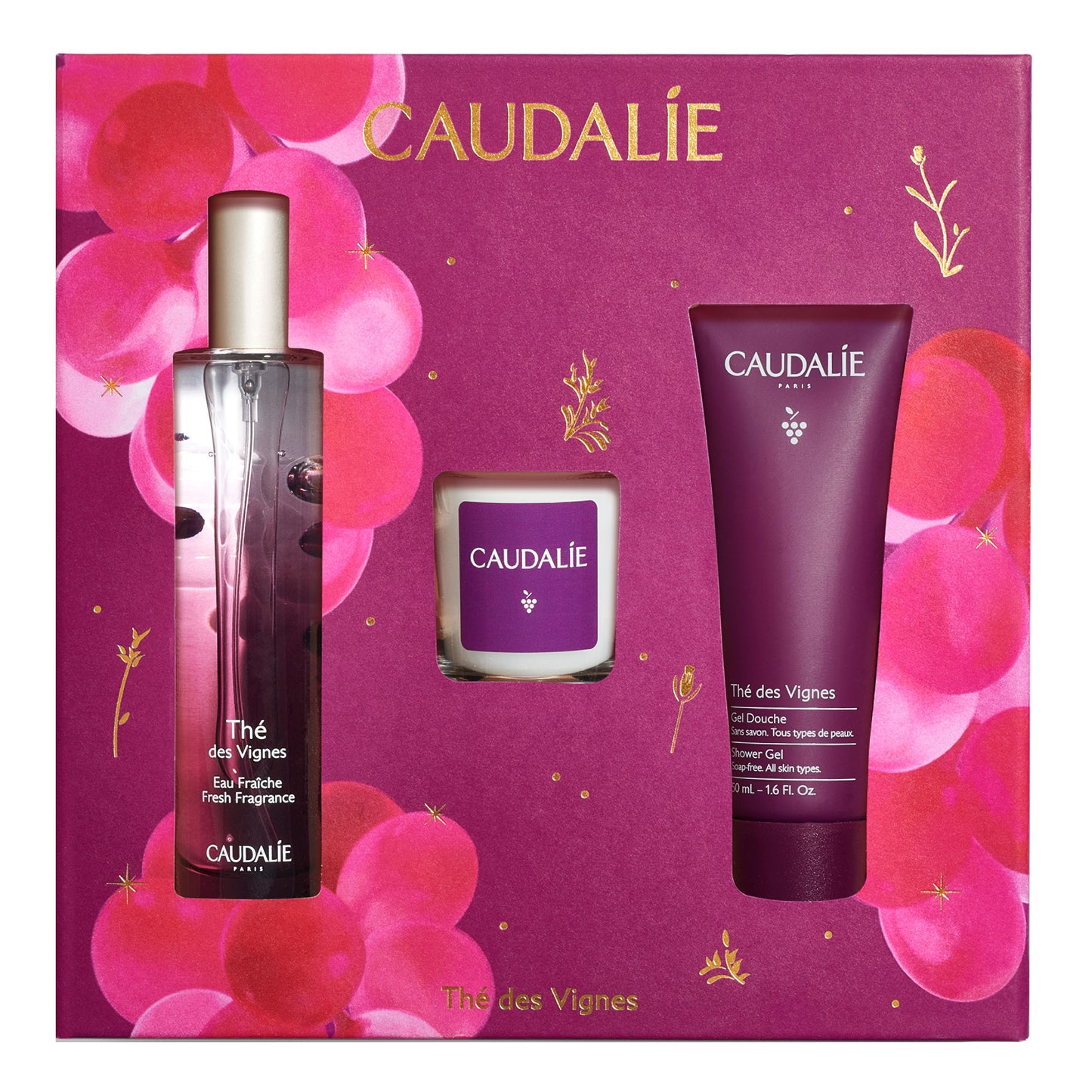 Caudalie Cofanetto The des Vignes Gel doccia+ acqua profumata+ candela 2025