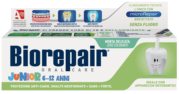 BIOREPAIR ORAL CARE JUNIOR 6-12 ANNI DENTIFRICIO PROTEZIONE ANTI CARIE SMALTO NEOFORMATO ALLA MENTA DELICATA 75 ML
