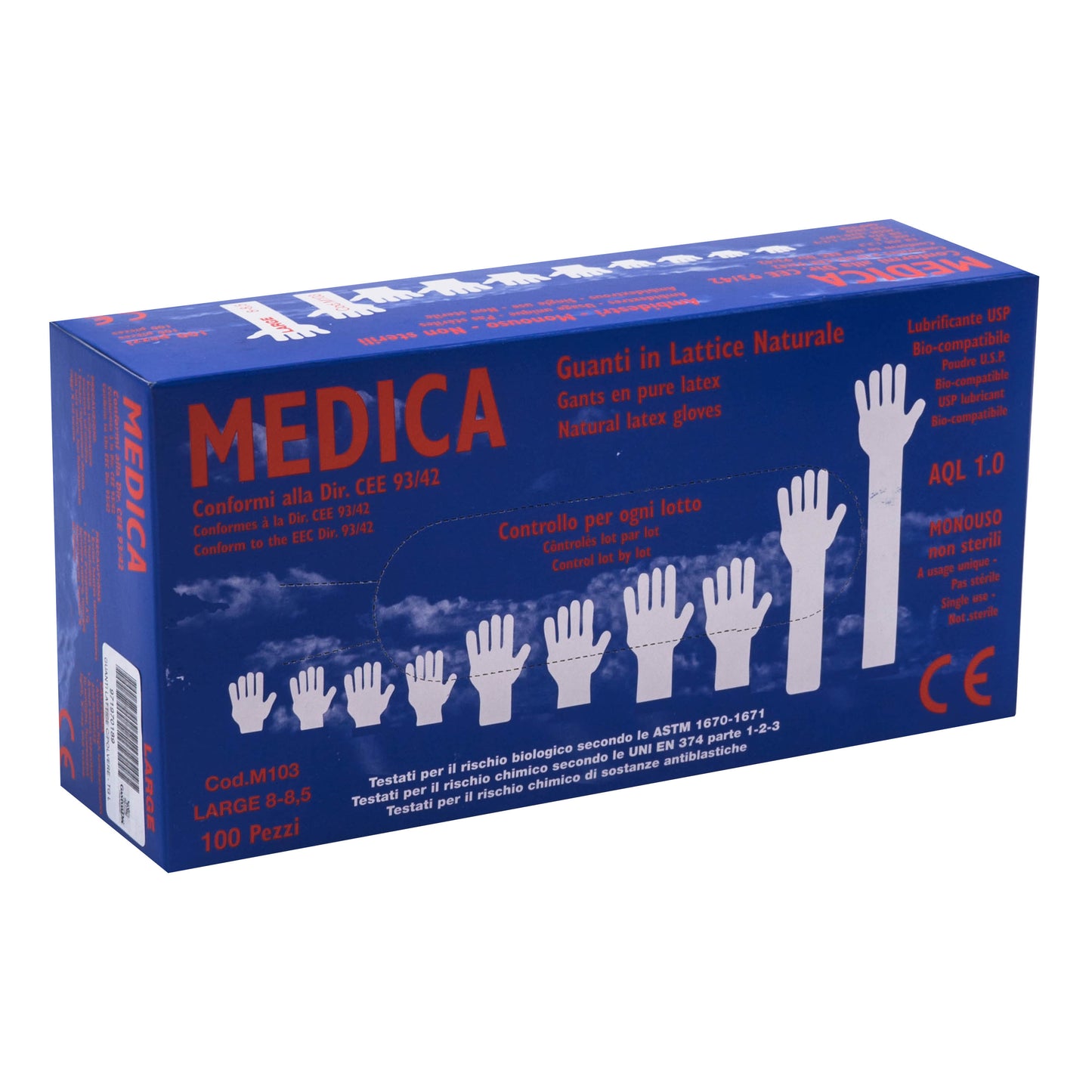 GUANTI LATTICE CON POLVERE MEDIUM 100 PEZZI