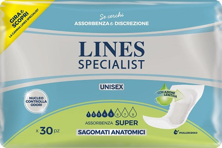 PANNOLONE LINES SPECIALIST CLASSIC SAGOMATO SOTTILE SUPER 30 PEZZI