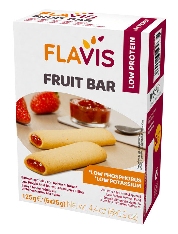 FLAVIS FRUIT BAR BARRETTA APROTEICA CON RIPIENO DI FRAGOLA 5 PEZZI DA 25 G