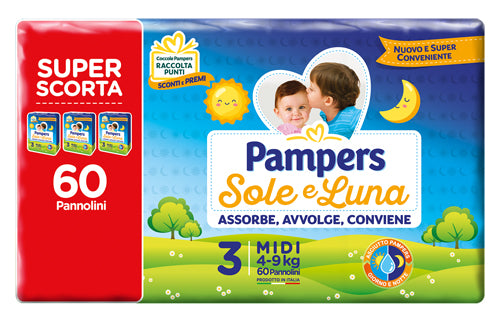 PAMPERS SOLE&LUNA TRIO MIDI 60 PEZZI