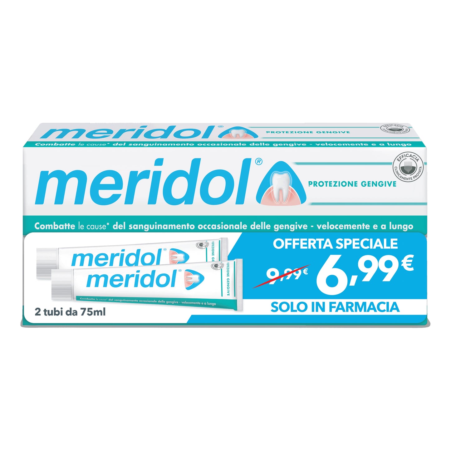 Meridol dentifricio Bipacco 2 tubi da 75ml