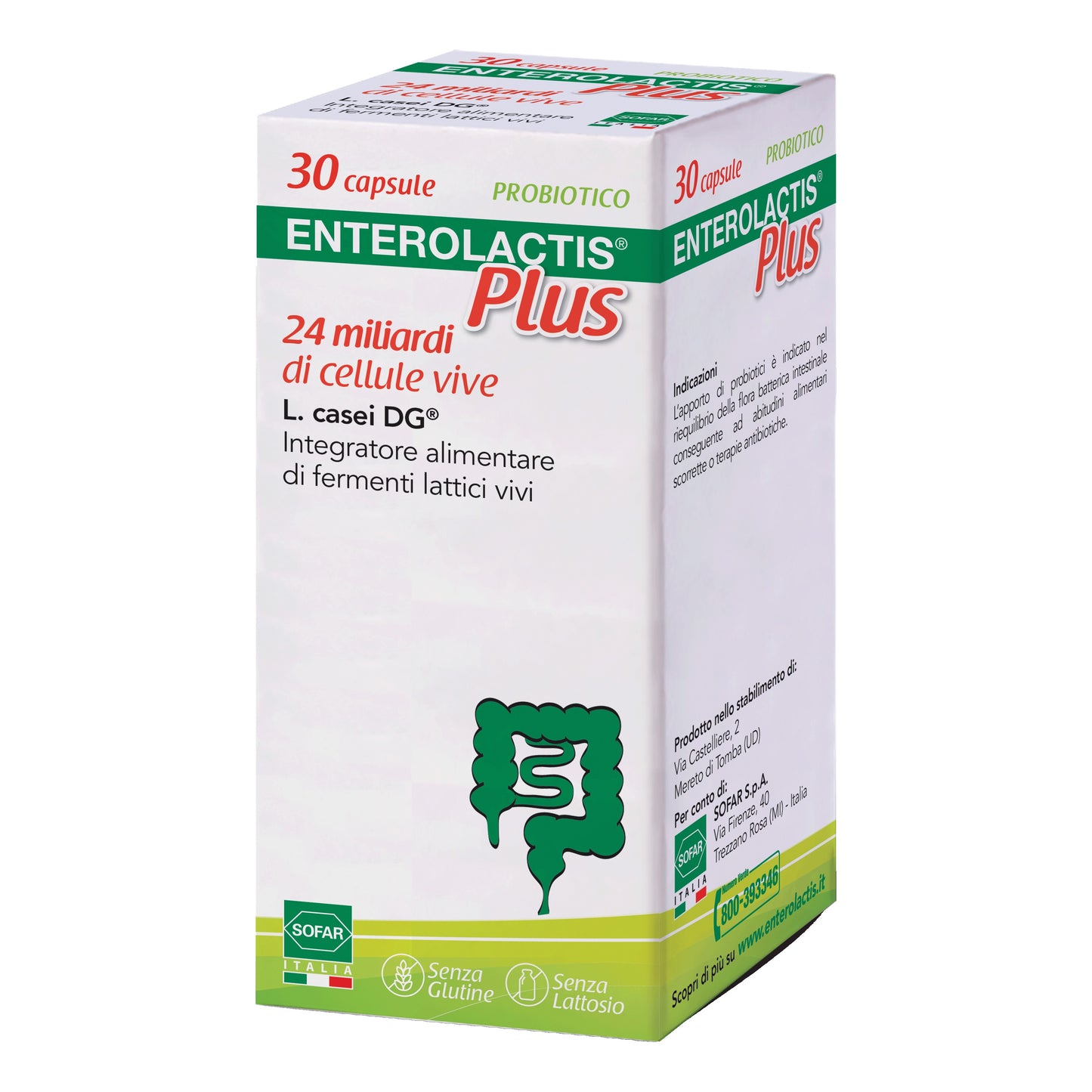 Enterolactis Plus 30 capsule Integratore di 24 miliardi di fermenti lattici vivi L.Casei
