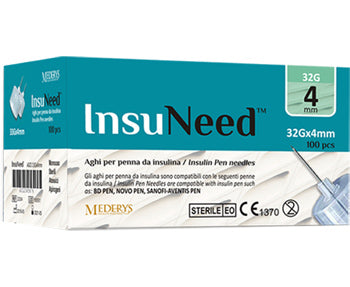 AGO PENNA SOMMINISTRAZIONE INSULINA INSUNEED GAUGE 32 4MM 100 PEZZI