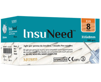 AGO PENNA SOMMINISTRAZIONE INSULINA INSUNEED GAUGE 31 8MM 100 PEZZI