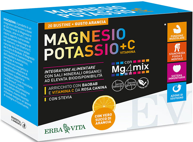 Magnesio Potassio + Vitamina C gusto arancia 20 buste da 3,8g