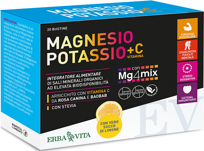 Magnesio Potassio + Vitamina C gusto limone 20 buste da 3,8g