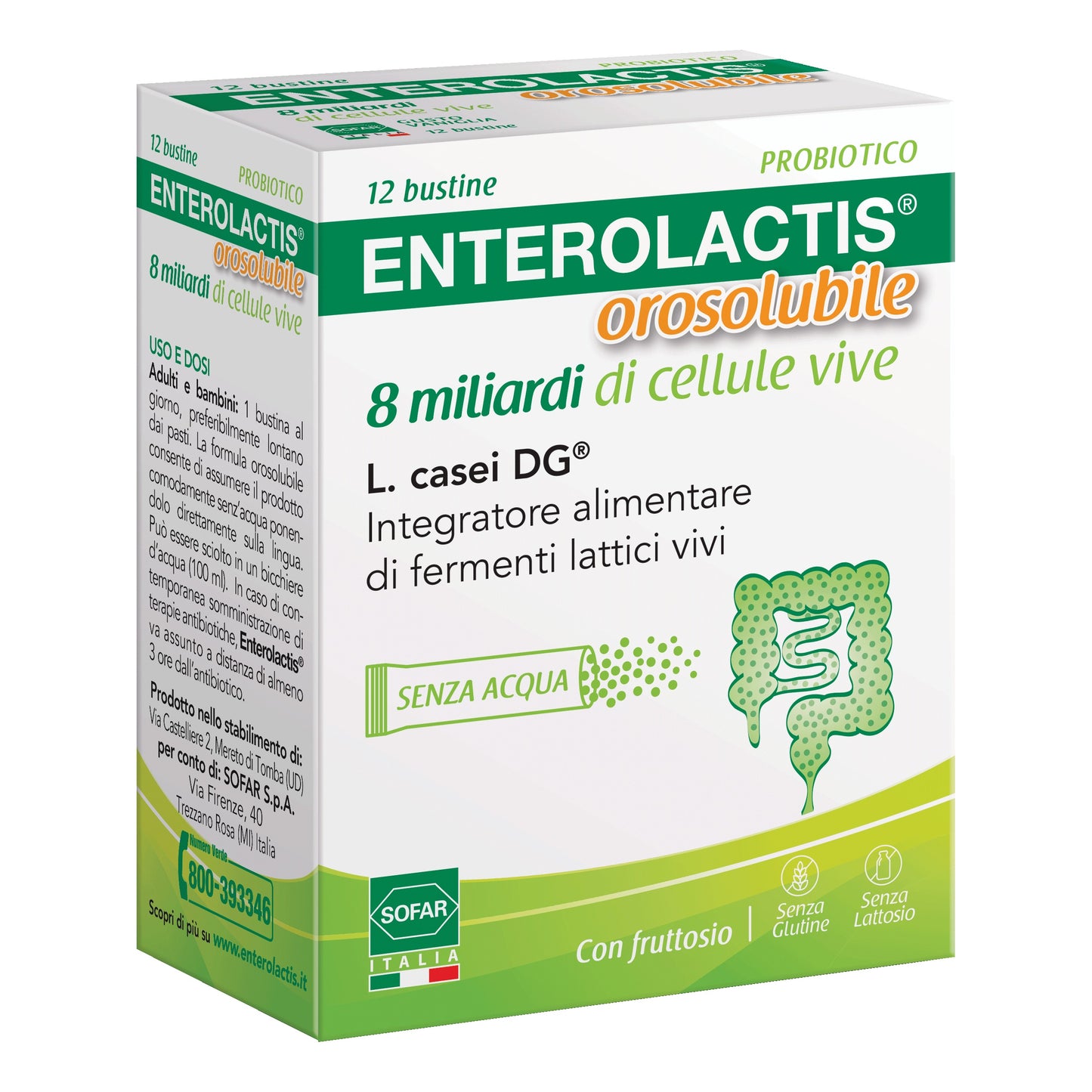 Enterolactis Orosolubile 12 bustine da 8 miliardi di fermenti lattici vivi L.Casei