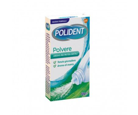 Polident Polvere Adesivo per Protesi Dentale Tenuta Giornaliera Gusto Menta 50 g