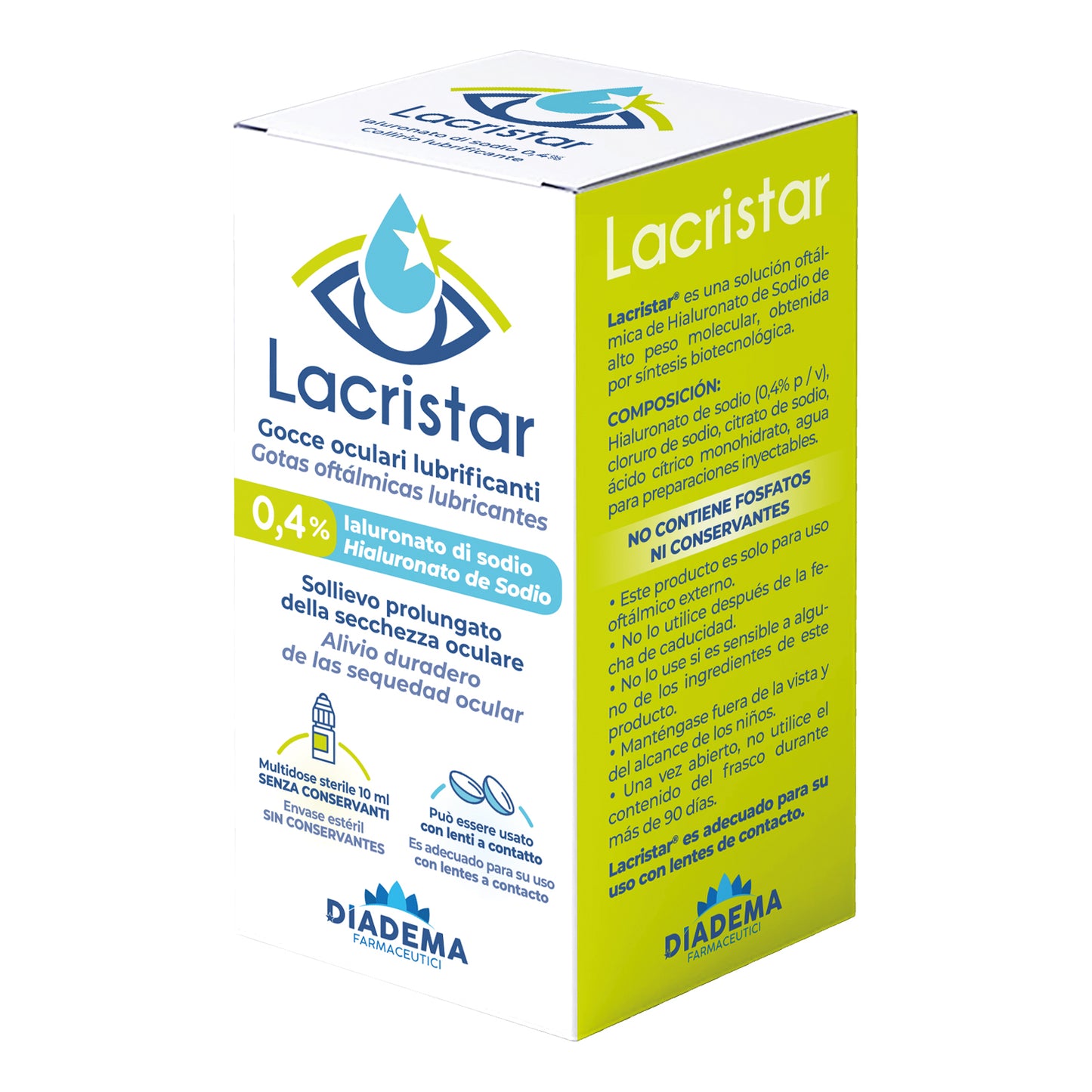 LACRISTAR GOCCE OCULARI LUBRIFICANTI 0,4% IALURONATO DI SODIO MULTIDOSE 10 ML