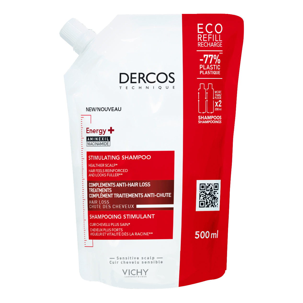 Vichy Dercos Shampoo energizzante Ricarica Eco Anti caduta 500ml