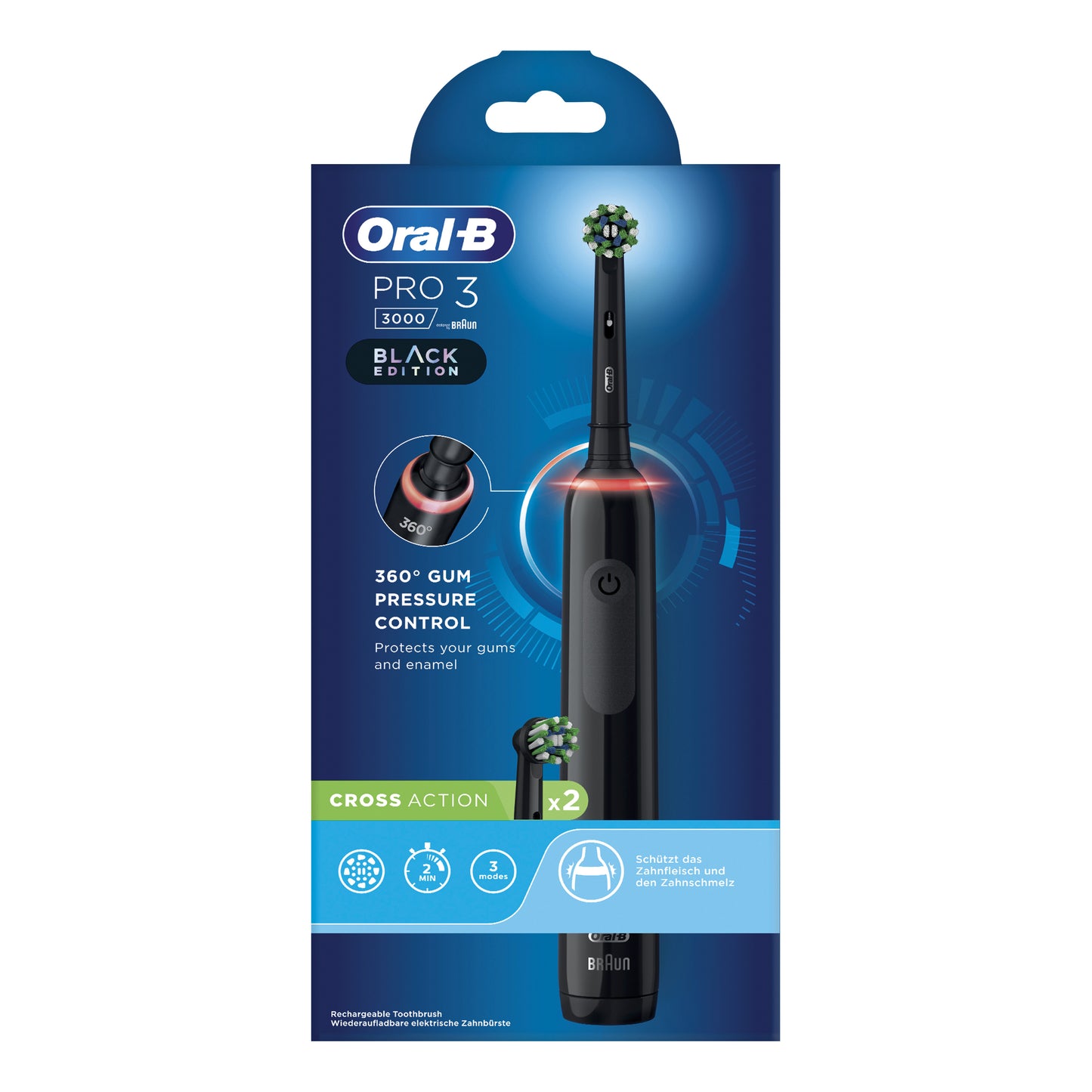 ORAL-B PRO 3 BLACK SPAZZOLINO ELETTRICO + 2 REFILL