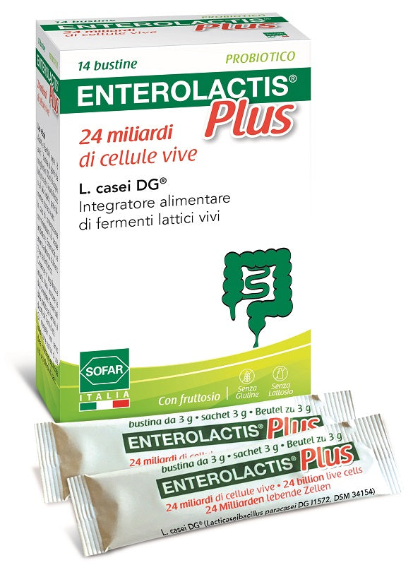 Enterolactis Plus 14 buste Integratore di 24 miliardi di fermenti lattici vivi L.Casei