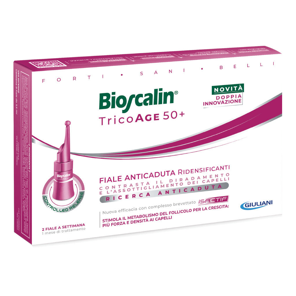 Bioscalin tricoage 50+ fiale Trattamento anticaduta ridensificante 8 fiale 1 mese di trattamento