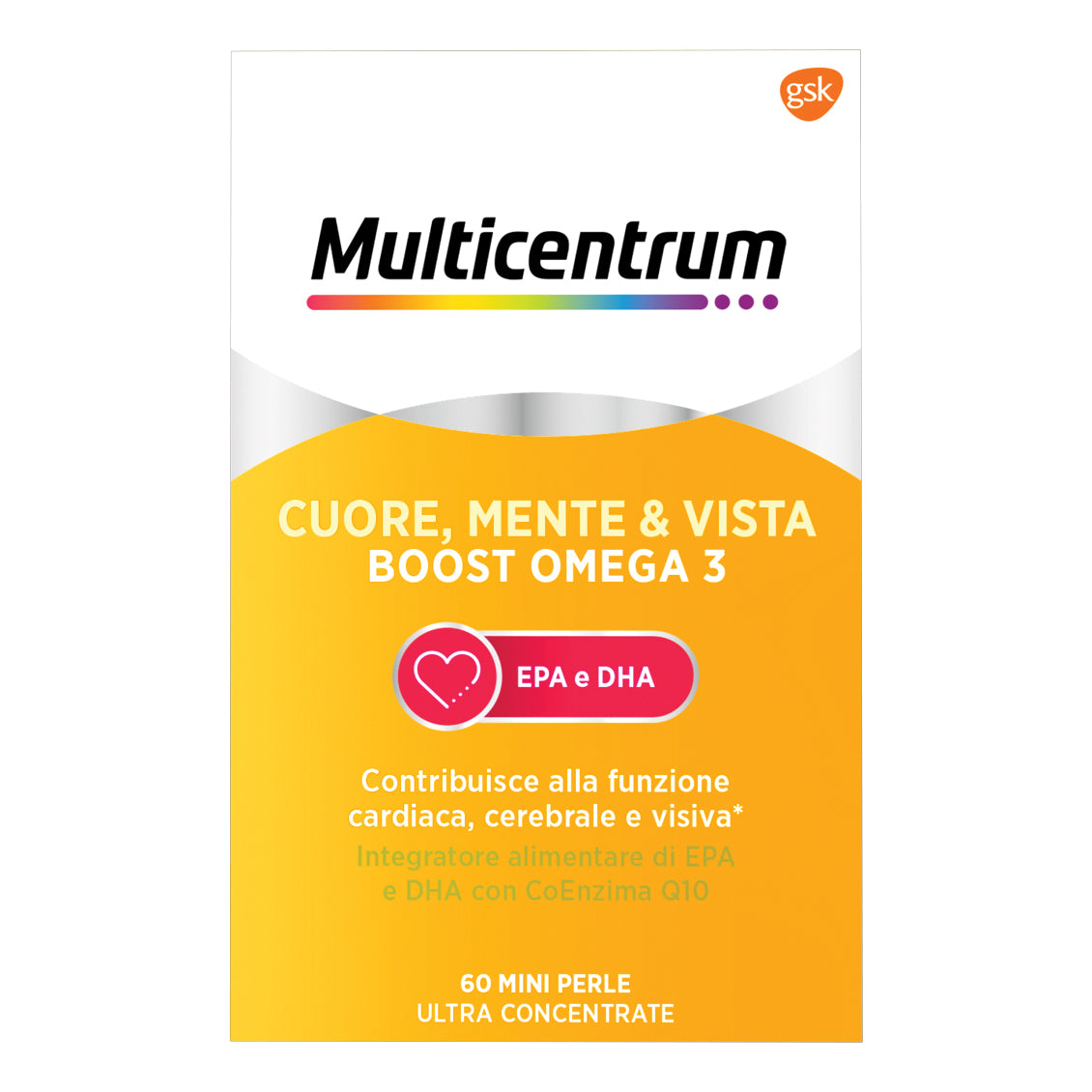 Multicentrum Cuore Mente e Vista Boost Omega 60 capsule integratore di EPA e DHA