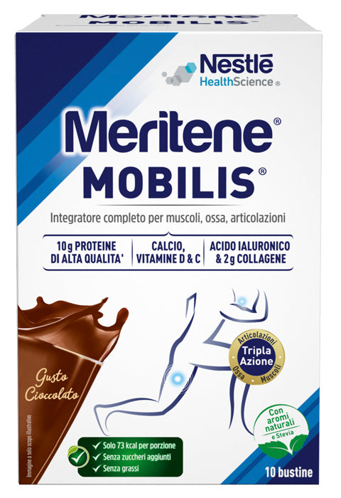Meritene Mobilis Cioccolato 10 buste integratore per il supporto di ossa,muscoli ed articolazioni