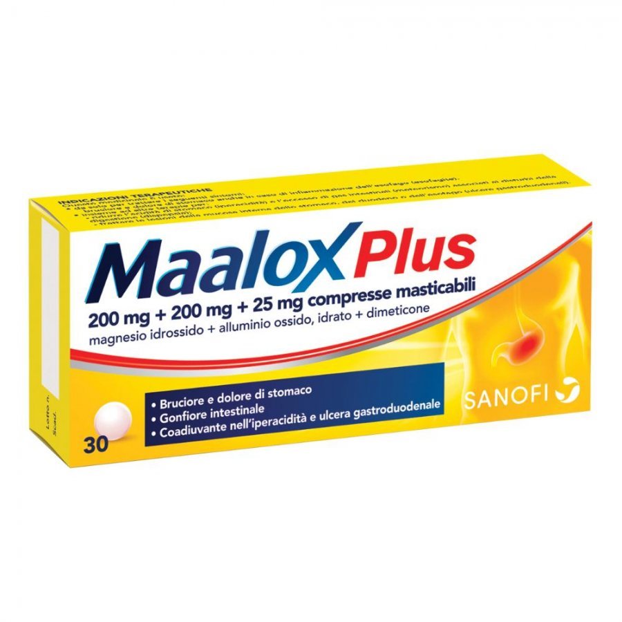 Maalox Plus 200mg+200mg+25mg 30 Compresse Masticabili