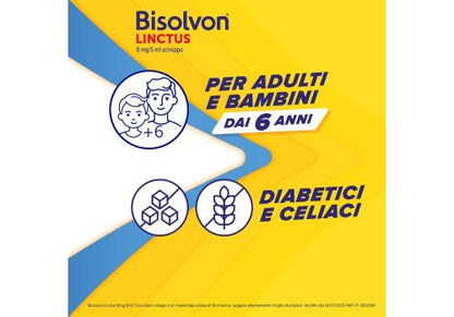 Bisolvon Linctus 8mg/5ml mucolitico per catarro e tosse grassa gusto cioccolato e ciliegia sciroppo 200ml