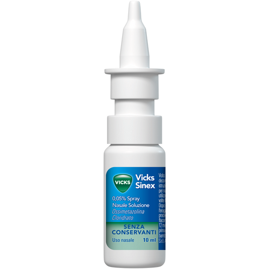 Vicks Sinex 0,5 Mg/ml Spray Nasale Soluzione 1 Flacone Hdpe da 10 ml con Pompa Dosatrice