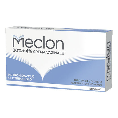 Meclon crema vaginale 30g 20%+4% crema vaginale interna per infezioni da candida o batteri 6 applicator monodose