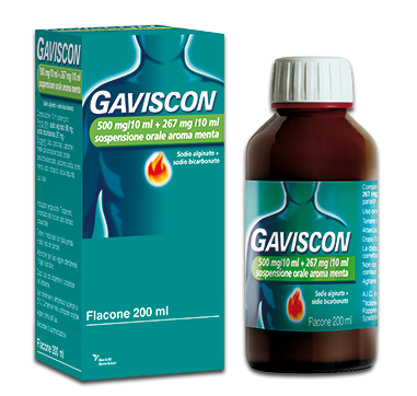 Gaviscon Sospensione Orale 500mg+267mg/10ml gusto menta