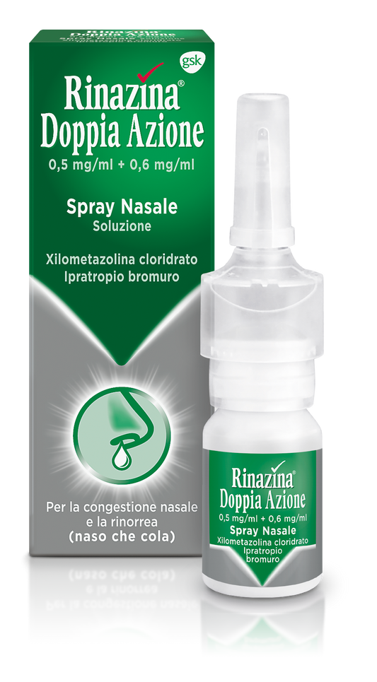 RINAZINA DOPPIA AZIONE 5MG+6MG-SPRAY NASALE per congestione nasale e rinorrea