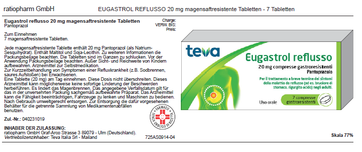 EUGASTROL REFLUSSO*7CPR 20MG