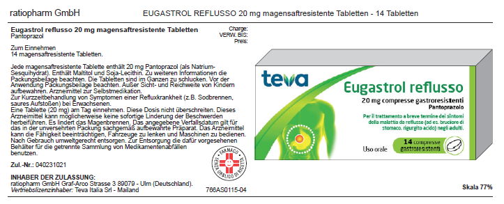 EUGASTROL REFLUSSO*14CPR 20MG